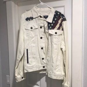 Awesome American Flag Jean white Jacket Carbon L